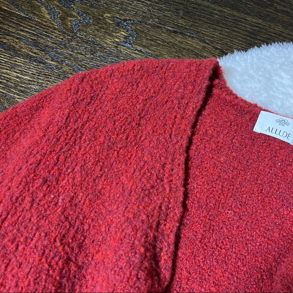 Nwt Allude Wool Blend Rusty Red Open Front Knit C… - image 4
